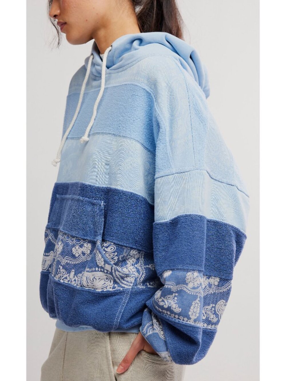 FP MOVEMENT Final Call Bandana Logo Hoodie / Blue Indigo Combo - Picture 3 of 6